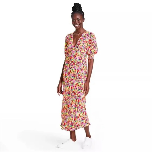 Rixo x Target Colorful Floral Puff Sleeve Midi Dress - Picture 5 of 15